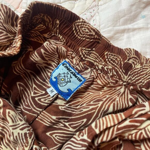 endeavor vintage y2k 100% rayon rust and cream wide leg pants size medium - Picture 5 of 6